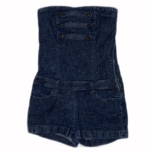 Y2K STRAPLESS JEAN ROMPER with side zipper